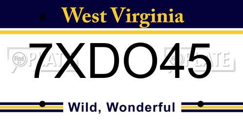 7XDO45 West Virginia License Plate