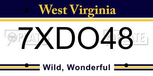 7XDO48 West Virginia License Plate