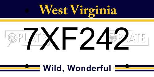 7XF242 West Virginia License Plate