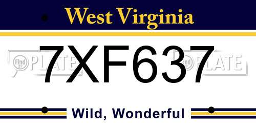 7XF637 West Virginia License Plate