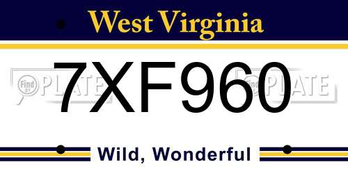 7XF960 West Virginia License Plate