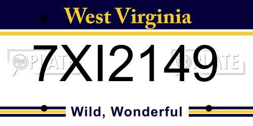 7XI2149 West Virginia License Plate