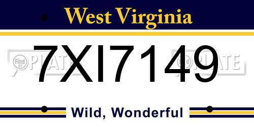 7XI7149 West Virginia License Plate