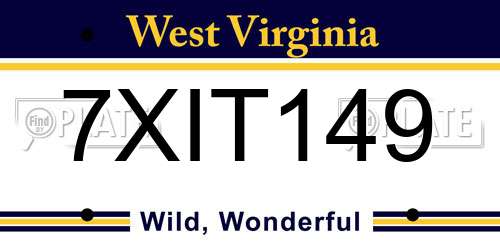 7XIT149 West Virginia License Plate