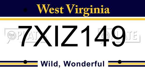 7XIZ149 West Virginia License Plate