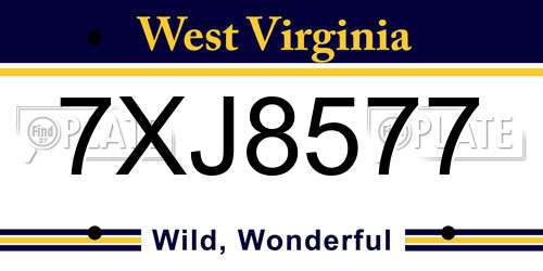 7XJ8577 West Virginia License Plate