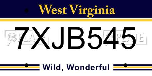 7XJB545 West Virginia License Plate