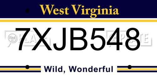 7XJB548 West Virginia License Plate