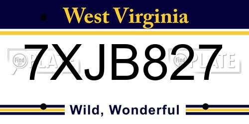 7XJB827 West Virginia License Plate