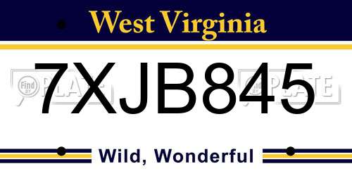 7XJB845 West Virginia License Plate