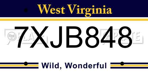 7XJB848 West Virginia License Plate
