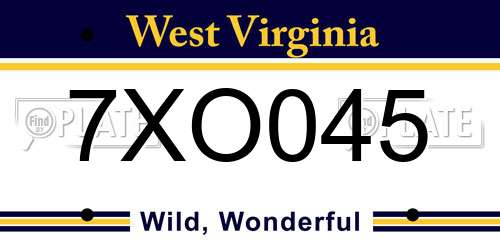 7XO045 West Virginia License Plate