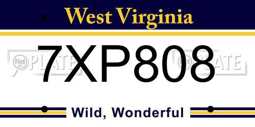 7XP808 West Virginia License Plate
