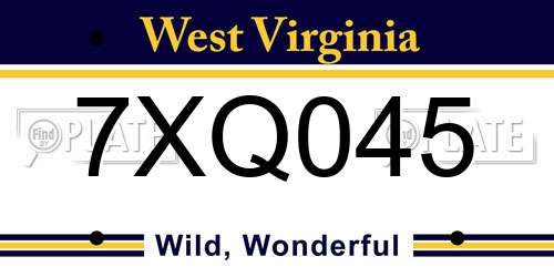 7XQ045 West Virginia License Plate