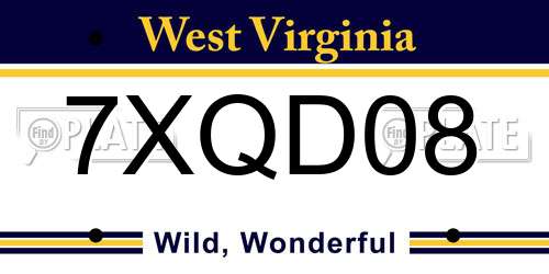 7XQD08 West Virginia License Plate