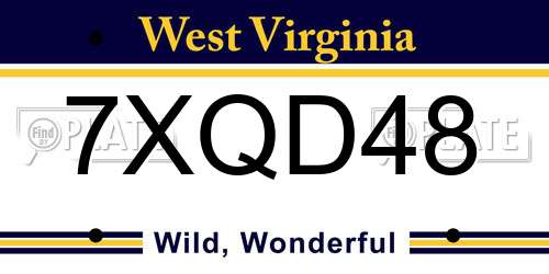 7XQD48 West Virginia License Plate
