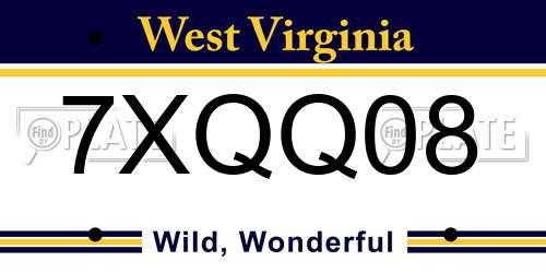 7XQQ08 West Virginia License Plate