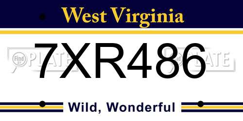 7XR486 West Virginia License Plate