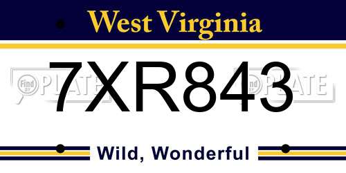 7XR843 West Virginia License Plate