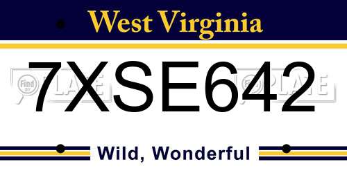 7XSE642 West Virginia License Plate