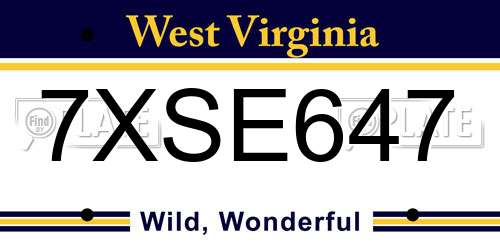 7XSE647 West Virginia License Plate
