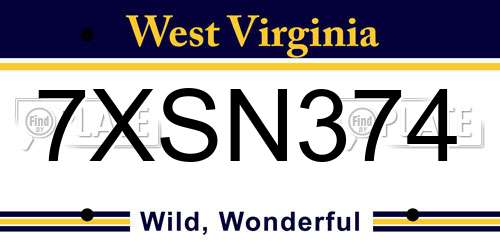 7XSN374 West Virginia License Plate