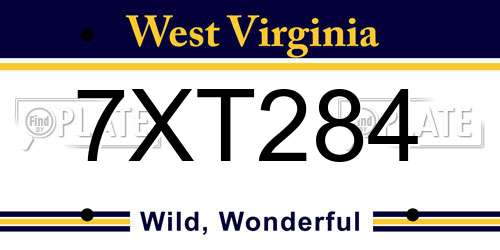 7XT284 West Virginia License Plate