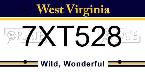 7XT528 West Virginia License Plate