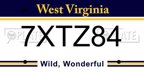 7XTZ84 West Virginia License Plate
