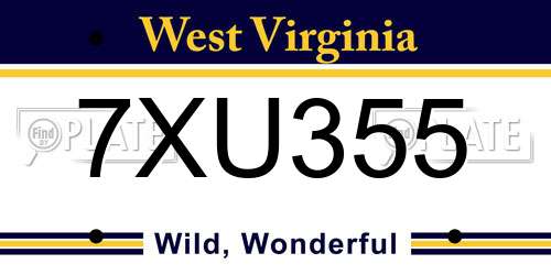 7XU355 West Virginia License Plate