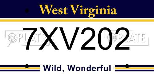 7XV202 West Virginia License Plate