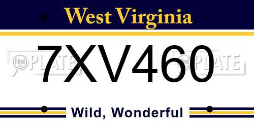 7XV460 West Virginia License Plate