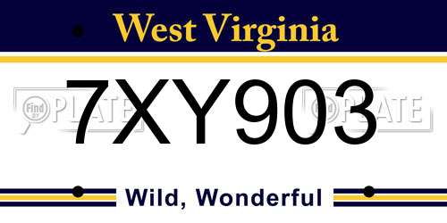 7XY903 West Virginia License Plate