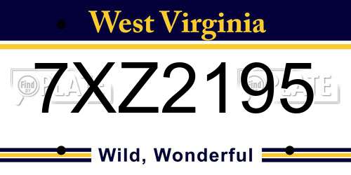 7XZ2195 West Virginia License Plate