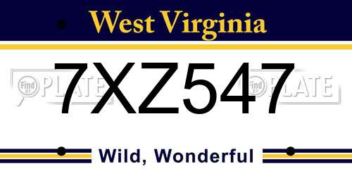 7XZ547 West Virginia License Plate