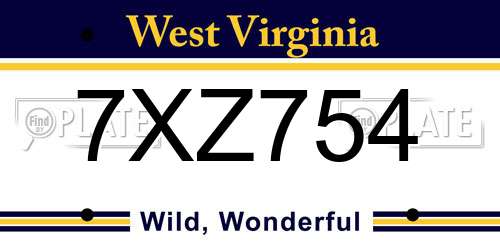 7XZ754 West Virginia License Plate
