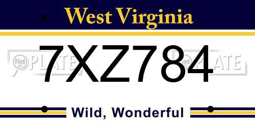 7XZ784 West Virginia License Plate