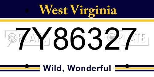7Y86327 West Virginia License Plate