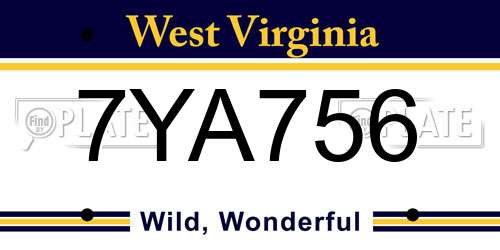 7YA756 West Virginia License Plate