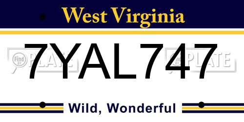 7YAL747 West Virginia License Plate