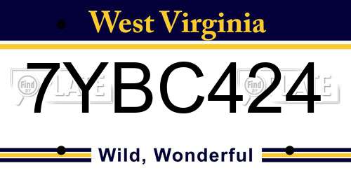 7YBC424 West Virginia License Plate