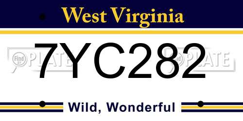 7YC282 West Virginia License Plate