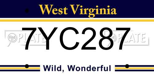 7YC287 West Virginia License Plate