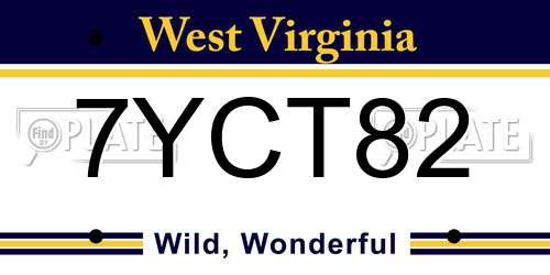 7YCT82 West Virginia License Plate