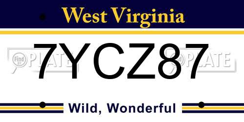 7YCZ87 West Virginia License Plate