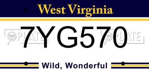 7YG570 West Virginia License Plate
