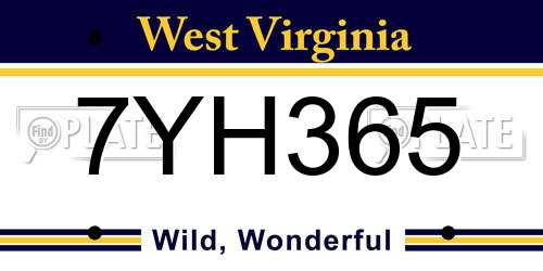 7YH365 West Virginia License Plate