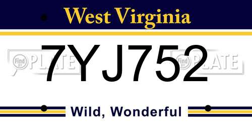 7YJ752 West Virginia License Plate