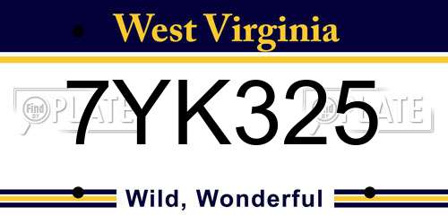 7YK325 West Virginia License Plate