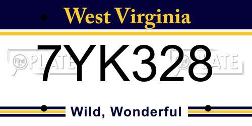 7YK328 West Virginia License Plate